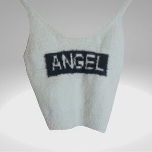 Baby blue FOREVER 21 , faux fur Angel crop top.